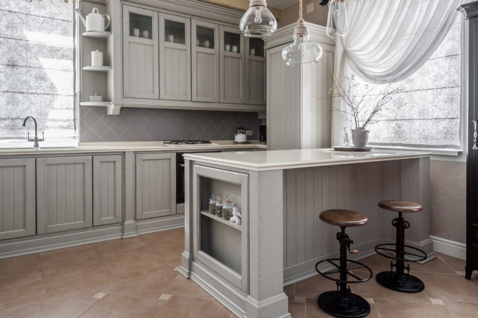 Phong cách Provence trong nội thất nhà bếp màu xám