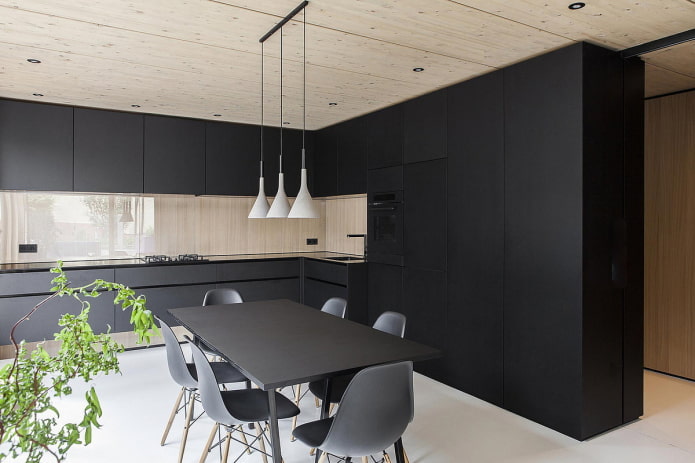 minimalistisk sort køkken