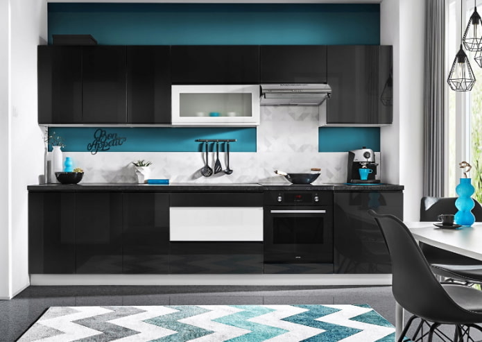 sort og blått kjøkken