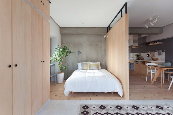 interior design cucina-camera da letto