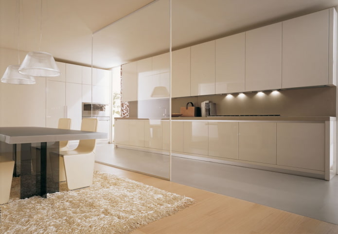 minimalist beige kitchen interior