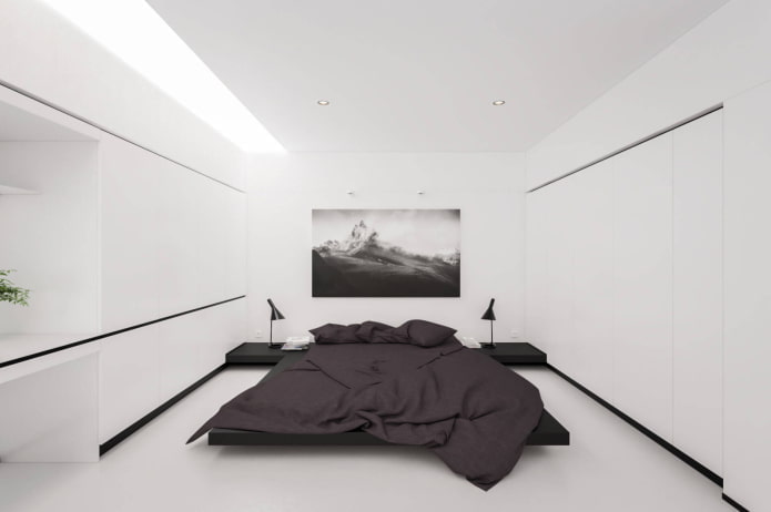 minimalist white bedroom interior