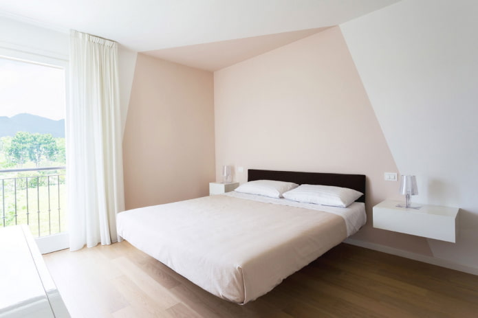 minimalisme beige soverom interiør