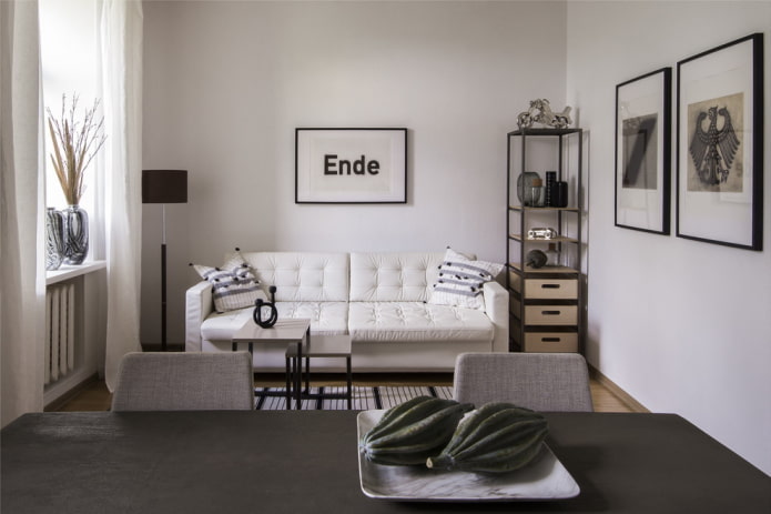 Severský styl dekor a textil v obývacím pokoji