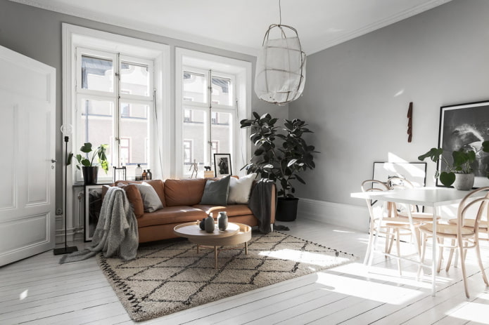 Interiér obývacího pokoje v nordickém stylu