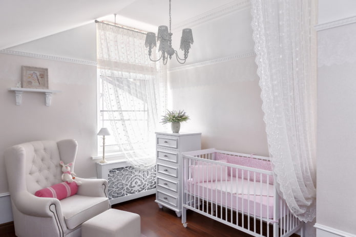 decor and textiles in the interior of the nursery for the baby