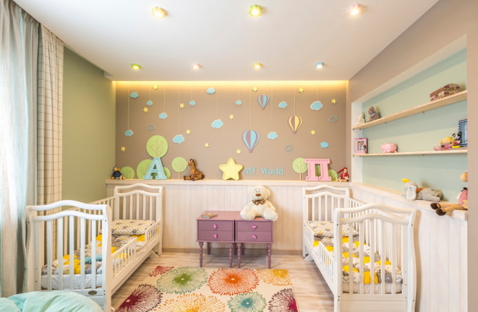дизайн на детска стая за малки деца близнаци