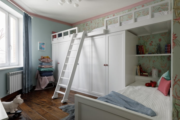 storage of things in the interior of the bedroom for heterosexual children