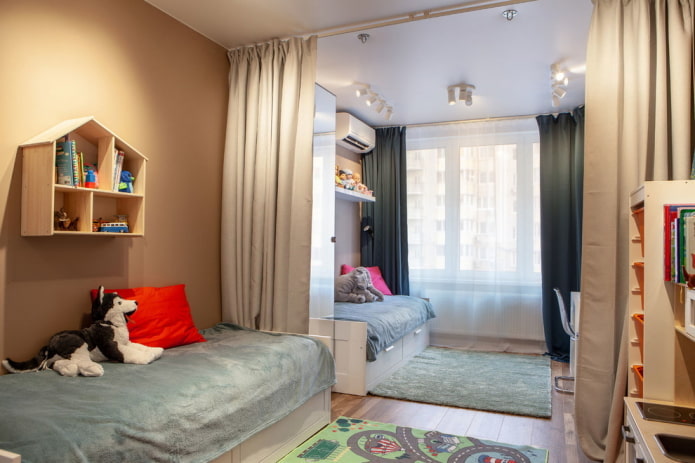 design of a small bedroom for heterosexual children