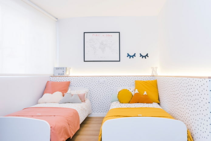 Entwurf eines kleinen Schlafzimmers für heterosexuelle Kinder