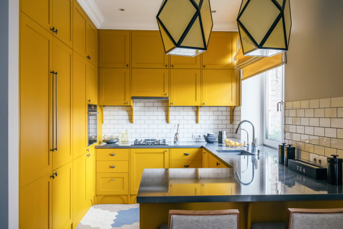 apron color in the kitchen interior