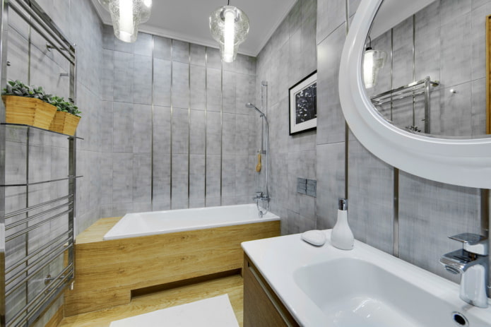 Kylpyhuoneen suunnittelu harmaissa sävyissä