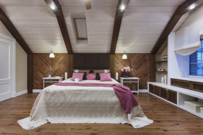 brun og hvid soveværelse interiør