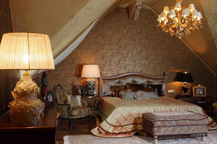 Interior victoriano dormitorio marrón