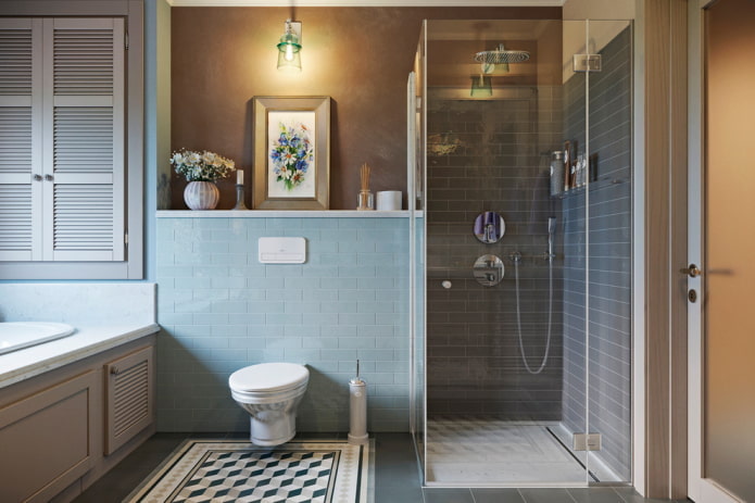 kombinuotas vonios kambario interjero dizainas