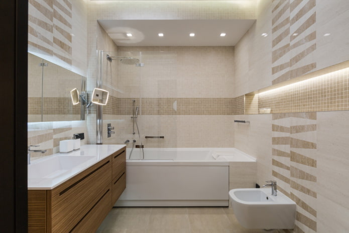 kombineret badeværelse interiør design