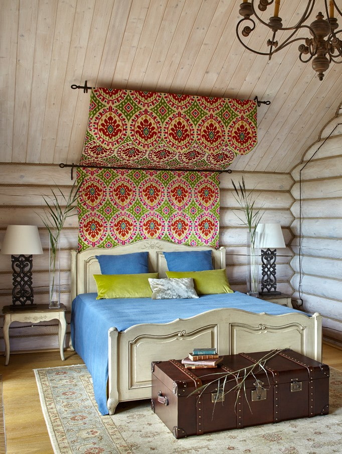 селски интериорен дизайн на спалнята