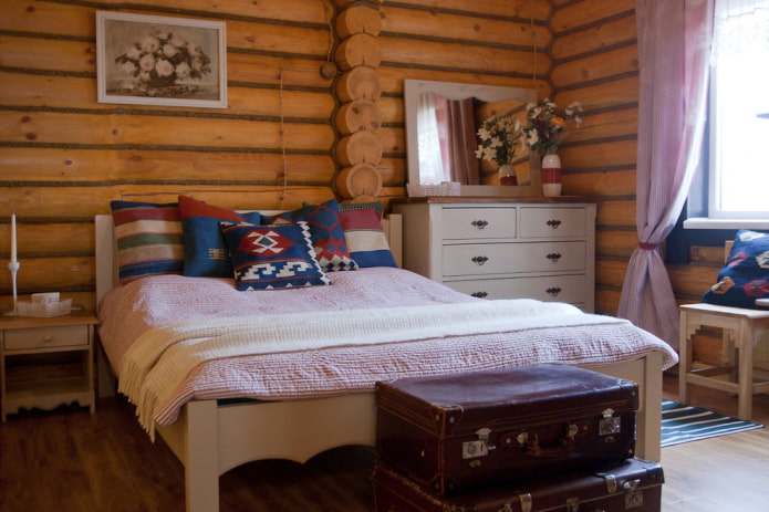 селски интериорен дизайн на спалнята