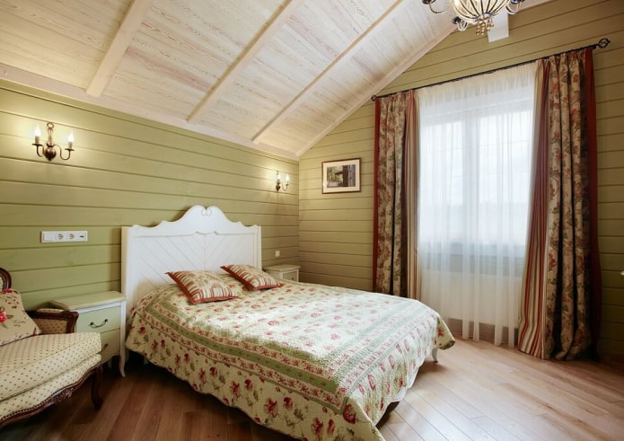 textil och dekor i ett lantligt sovrum