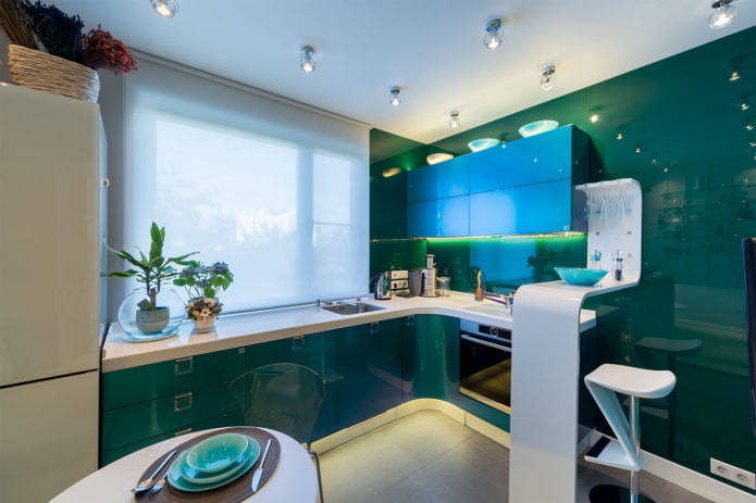 blue and green kitchen design
