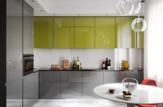 gri-yeşil tonlarda mutfak tasarımı