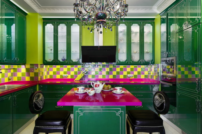 yeşil mutfak tezgah