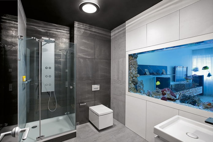 fürdőszoba belső akvárium