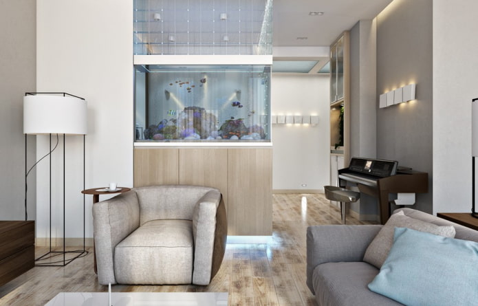 apartment interior with aquarium