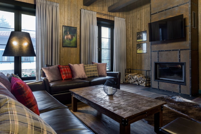 Rustikální obývací pokoj barevné schéma