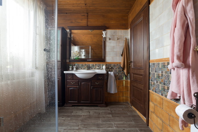 projekt łazienki w stylu rustykalnym