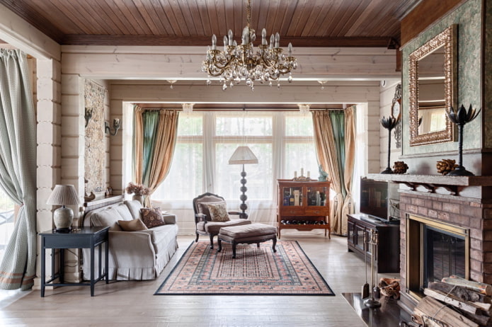 Rustikální obývací pokoj barevné schéma