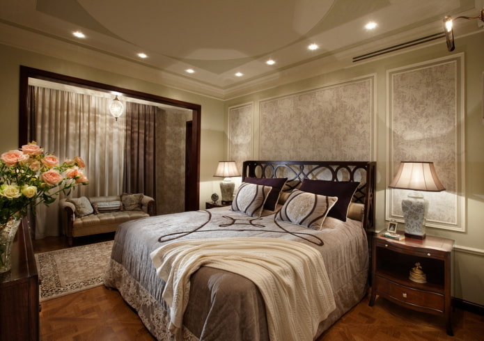 interior design di una camera da letto combinato con una loggia