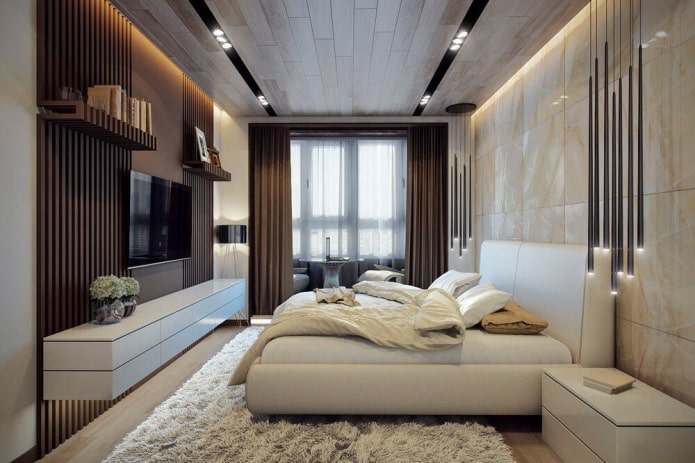 design interior al unui dormitor combinat cu loggia