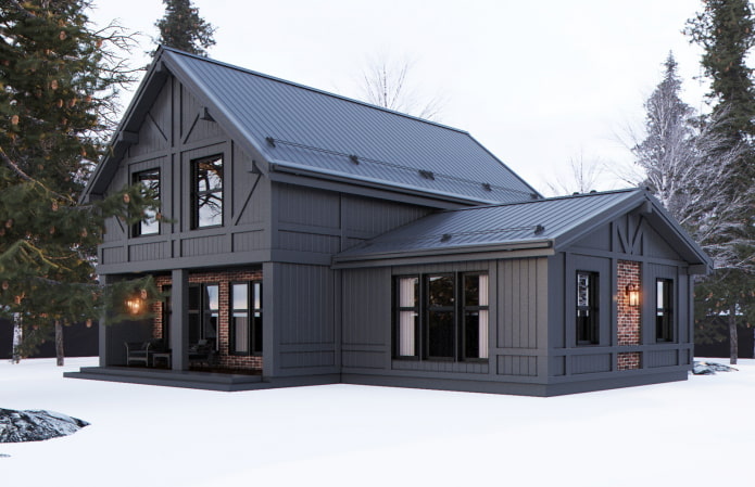 svart hus i skandinavisk stil