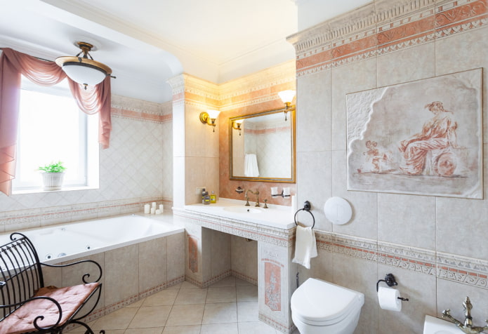 farve design af badeværelset i middelhavsstil