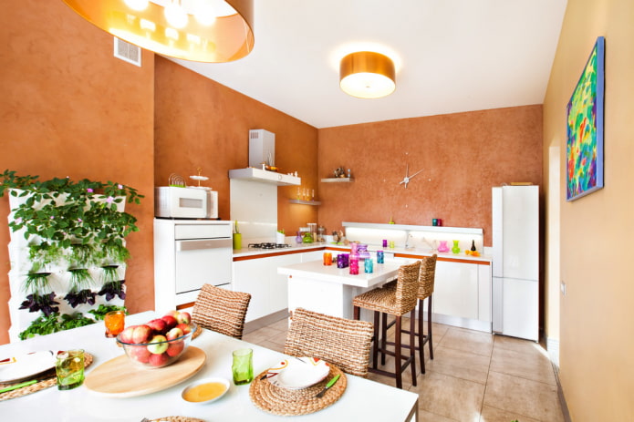 fargedesign på kjøkkenet i middelhavsstil