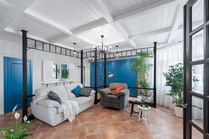 Dekorace obývacího pokoje ve středomořském stylu