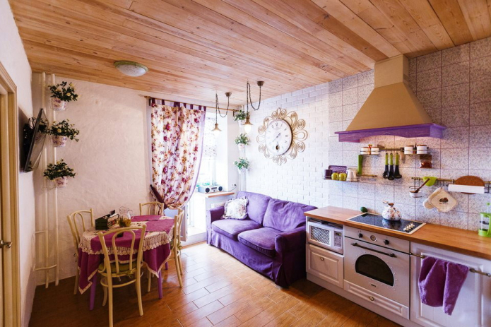 cozinha, sala de estar em estilo provence