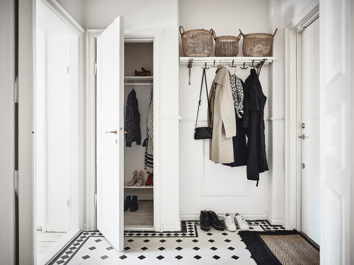 Scandinavian style white corridor interior