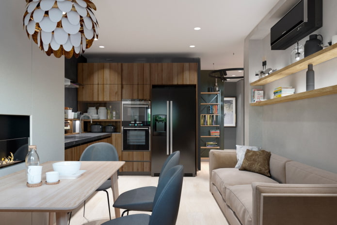 design cucina-soggiorno 15 quadrati