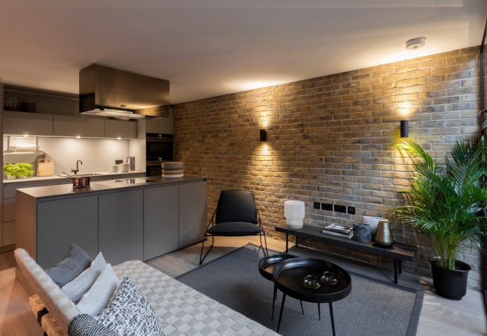 kuchyně-obývací pokoj design 17 čtverců