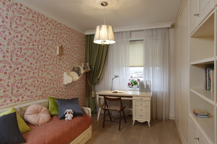 mobilier în interiorul dormitorului pentru copii în stilul provencei
