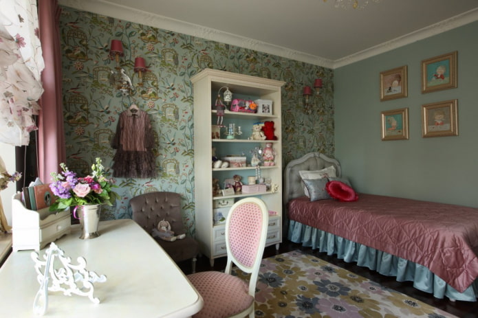 soveværelse til piger i provence-stil