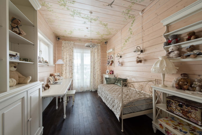 bilik tidur untuk kanak-kanak perempuan dalam gaya provensi