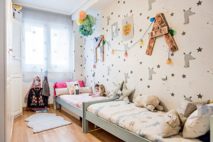 9 habitaciones cuadradas para dos niños