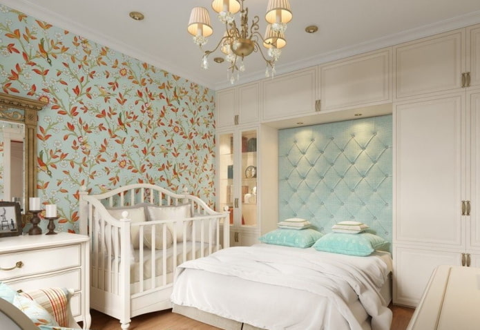 visuel zonering af et kombineret soveværelse og en børnehave