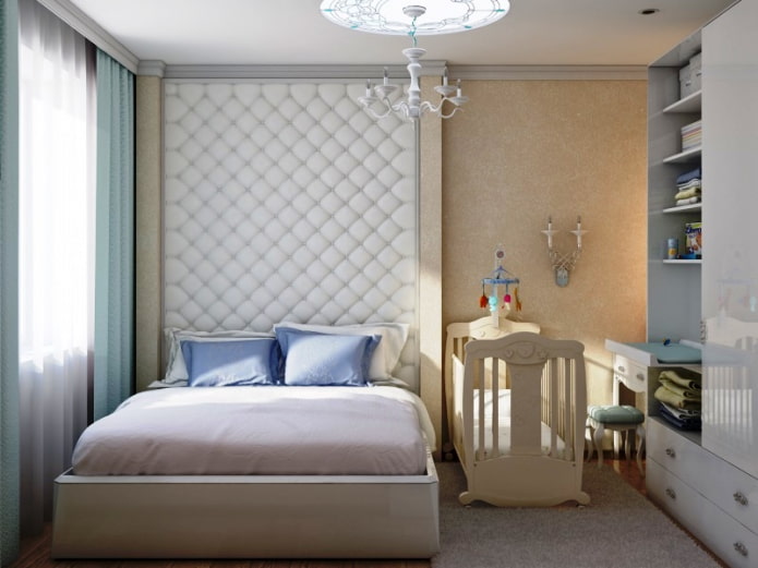 визуелно зонирање комбиноване спаваће собе и дечијег кревета