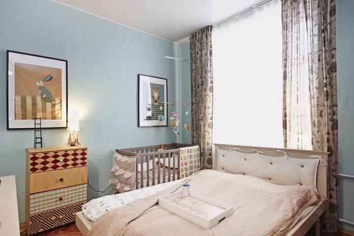 design malé ložnice v kombinaci s dětským pokojem