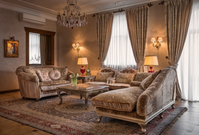 klasiskā stila viesistabas mēbeles