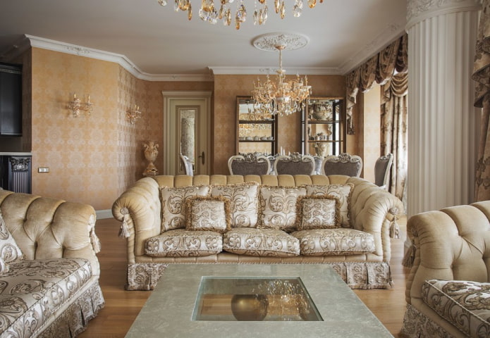 klasiskā stila viesistabas mēbeles